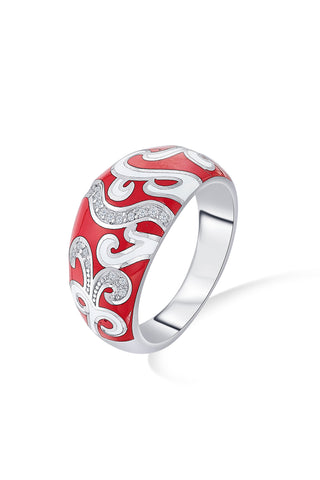 Nipura 925 Sterling Silver Mystic Red Enamel Ring