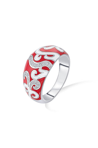 Nipura 925 Sterling Silver Mystic Red Enamel Ring