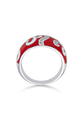 Nipura 925 Sterling Silver Mystic Red Enamel Ring