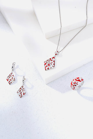 Nipura 925 Sterling Silver Ravishing Red Enamel Pendant