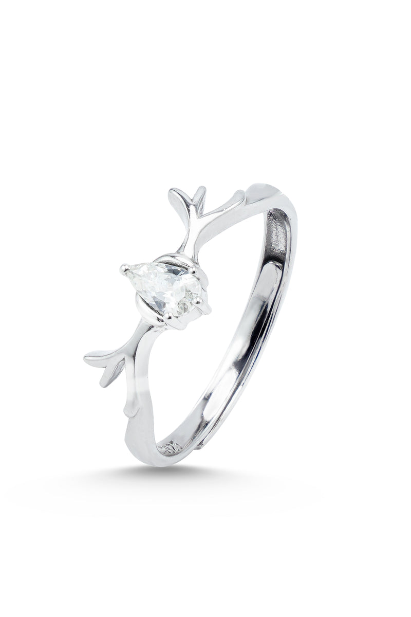 Nipura 925 Sterling Silver Minimalist Antler Ring - Adjustable