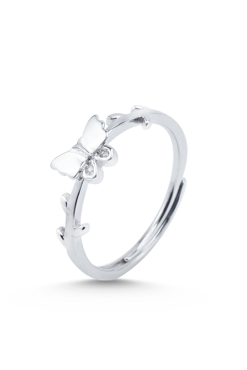 Nipura 925 Sterling Silver Minimalist Butterfly Ring - Adjustable