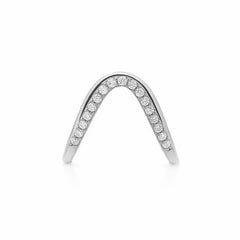 Silver Rhodium-Plated Curved Diamond Accent Ring