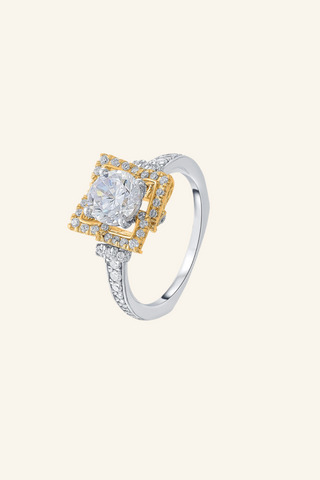 Nipura 925 Sterling Silver Pleat Golden Crown Solitaire Ring