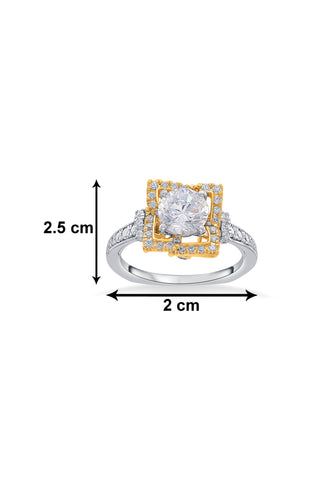 Nipura 925 Sterling Silver Pleat Golden Crown Solitaire Ring