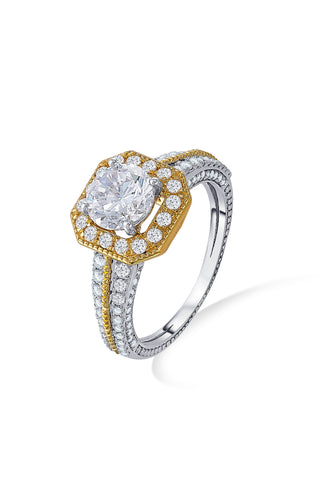 Nipura 925 Sterling Silver Golden Box Solitaire Ring