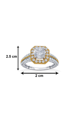 Nipura 925 Sterling Silver Golden Box Solitaire Ring