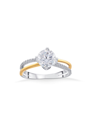 Nipura 925 Sterling Silver Dual Band Solitaire Ring