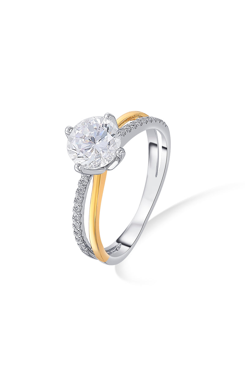 Nipura 925 Sterling Silver Dual Band Solitaire Ring