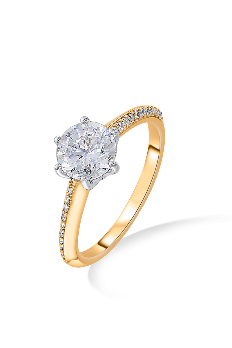 Nipura 925 Sterling Silver Pave Cathedral Solitaire Ring