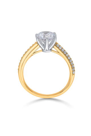 Nipura 925 Sterling Silver Pave Cathedral Solitaire Ring