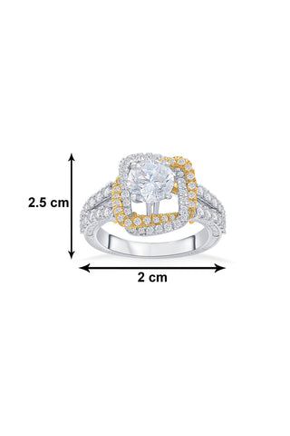 Nipura 925 Sterling Silver Criscross Crown Solitaire Ring