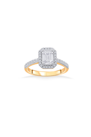 Nipura 925 Sterling Silver Classic Emerald Cut Halo Ring