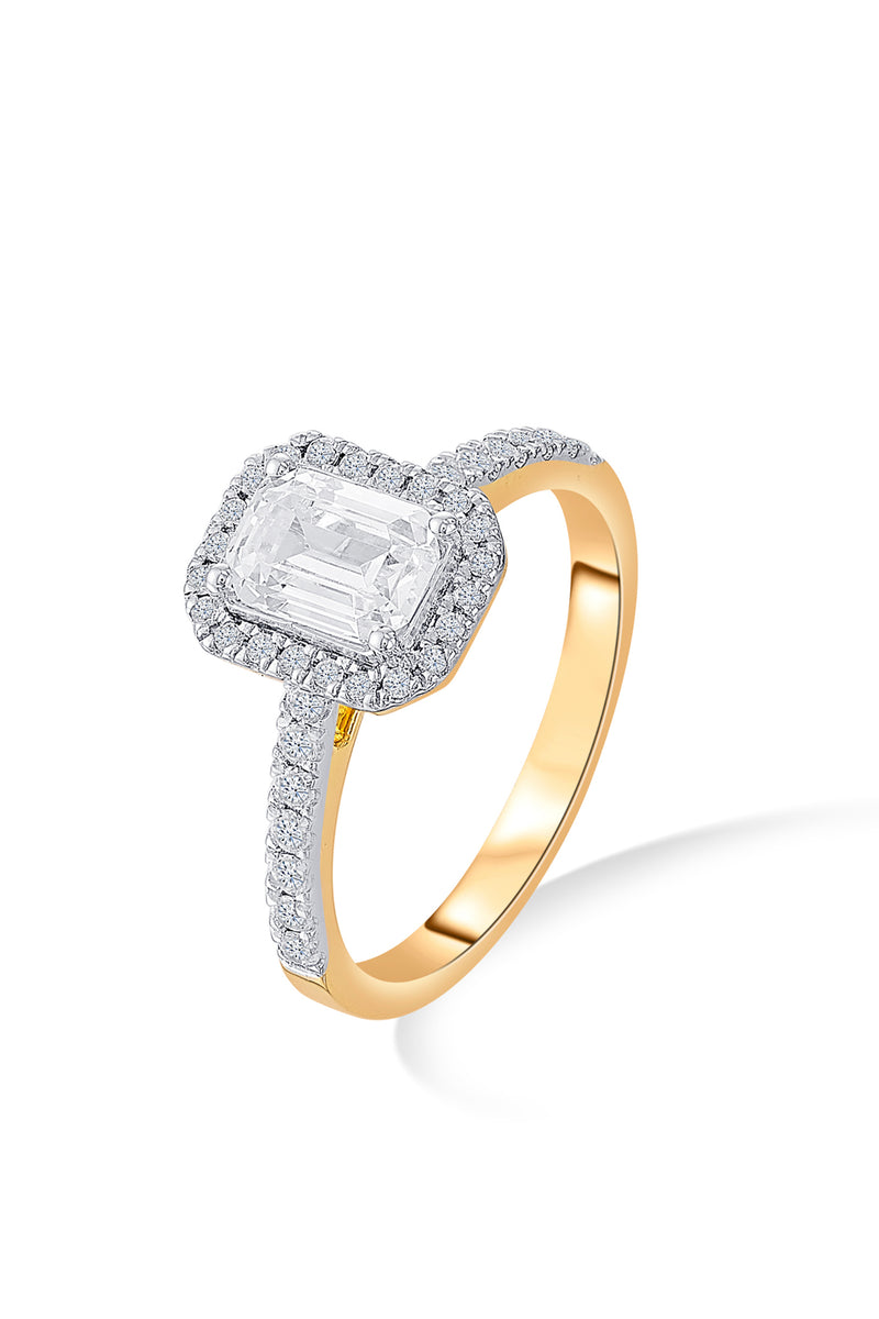 Nipura 925 Sterling Silver Classic Emerald Cut Halo Ring