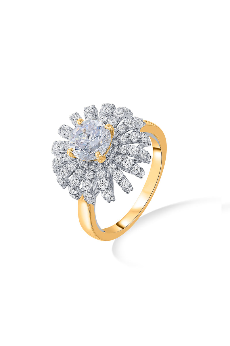 Nipura 925 Sterling Silver Floral Cocktail Solitaire Ring