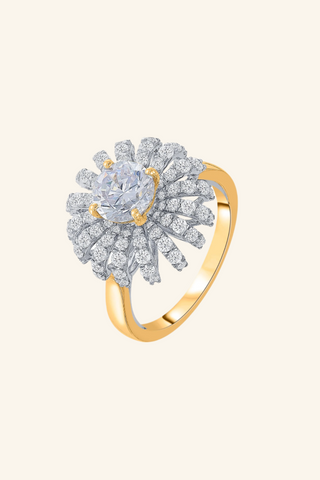 Nipura 925 Sterling Silver Floral Cocktail Solitaire Ring