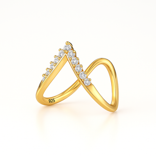 Nipura 925 Sterling Silver Gold-Tone Viraasat Luxe Vanki Ring