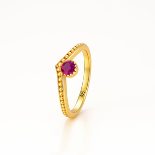 Nipura 925 Sterling Silver Gold-Tone Crimson Crown Vanki  Ring