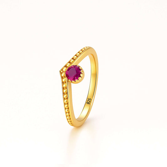 Crimson Crown Gold-Tone 925 Sterling Silver Vanki  Ring