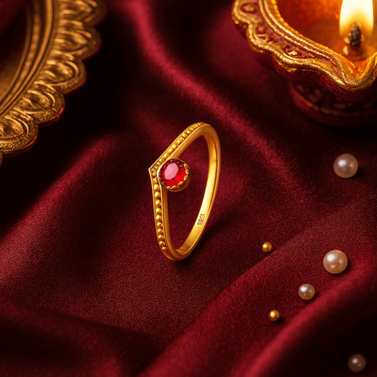 Crimson Crown Gold-Tone 925 Sterling Silver Vanki  Ring