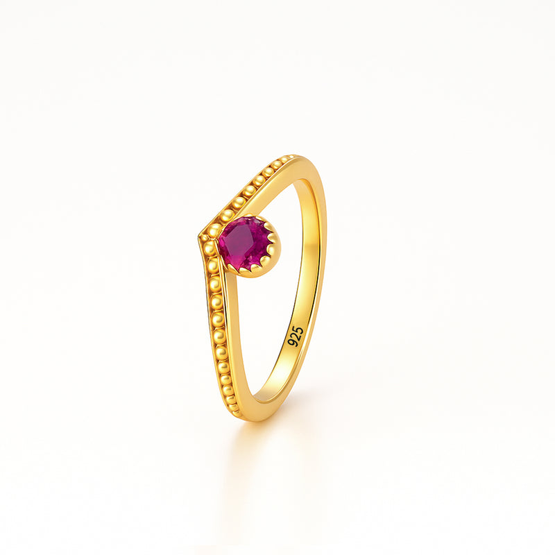 Nipura 925 Sterling Silver Gold-Tone Crimson Crown Vanki  Ring