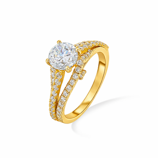 Gold Plated Two-in-One Solitaire 925 Sterling Silver Ring