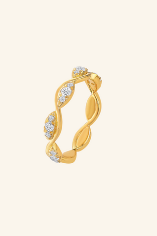 Nipura 925 Sterling Silver Golden Twisted Wave Ring