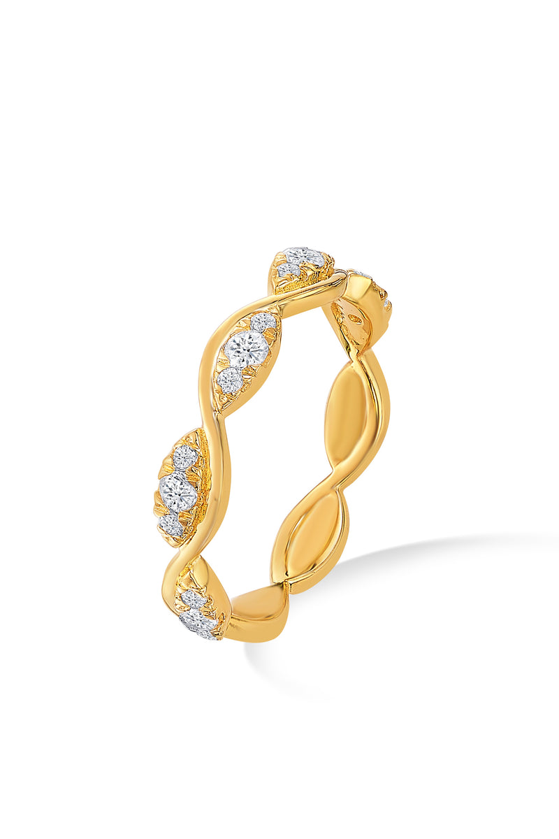 Nipura 925 Sterling Silver Golden Twisted Wave Ring