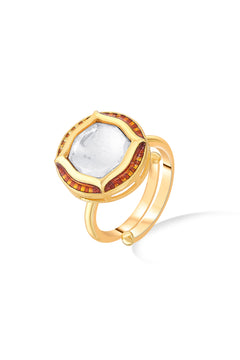 Nipura 925 Sterling Silver Ayna Polki Ring