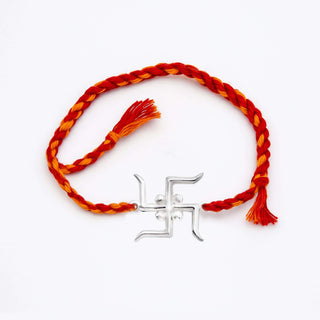 Nipura 925 Sterling Silver swastika Thread Rakhi