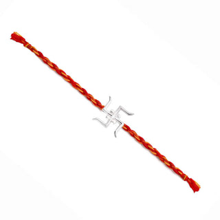 Nipura 925 Sterling Silver swastika Thread Rakhi