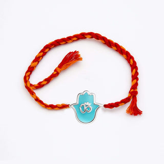 Nipura 925 Sterling Silver Hamsa Om Thread Rakhi