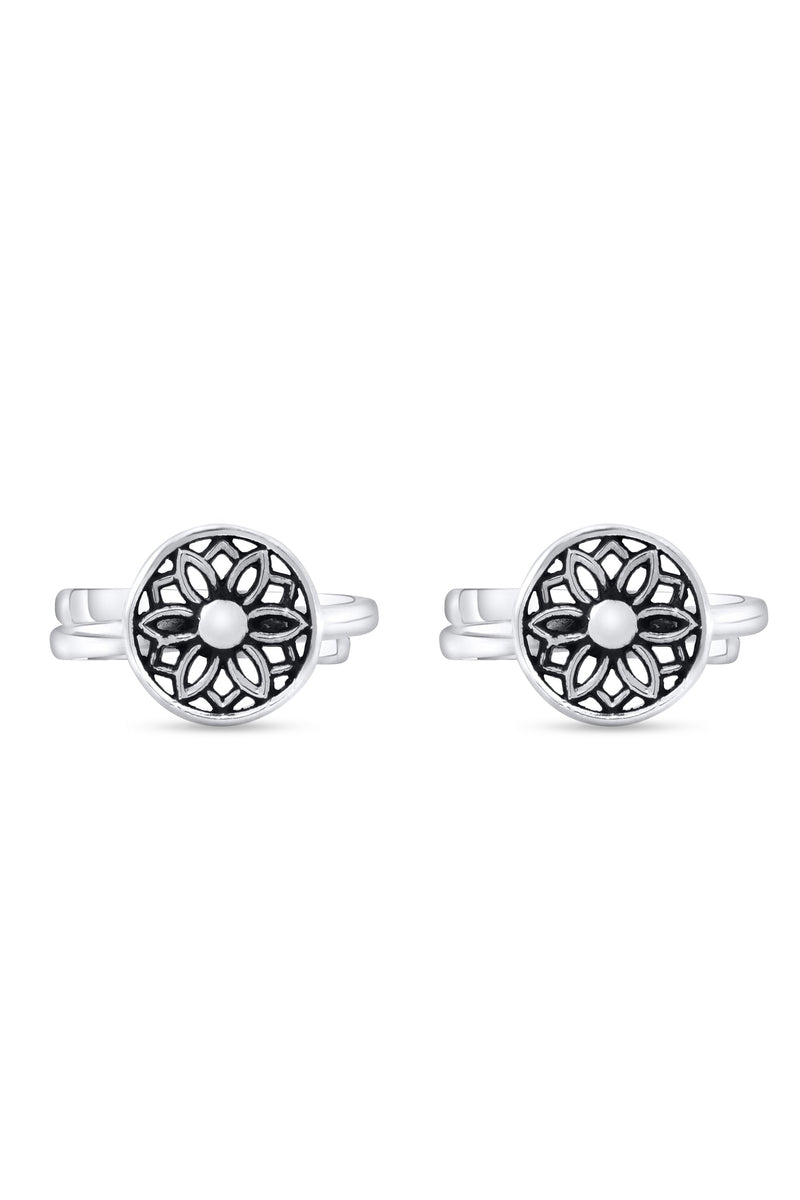 Nipura 925 Sterling Silver Floral Mandala Toe Rings
