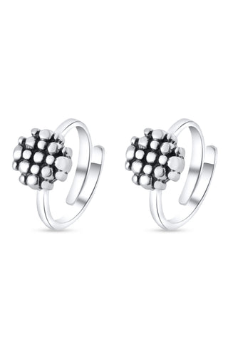Nipura 925 Sterling Silver Dotted Charm Adjustable Toe Rings