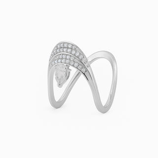 Nipura 925 Sterling Silver Vanki Ring with Pear CZ Centerpiece