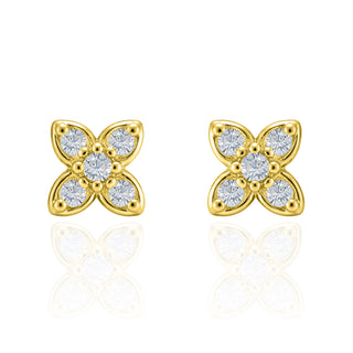 18kt Gold Plated Flower Cluster Stud Earrings with Cubic Zirconia