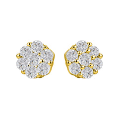 Gold Plated Sterling Silver Floral Cluster Stud Earring