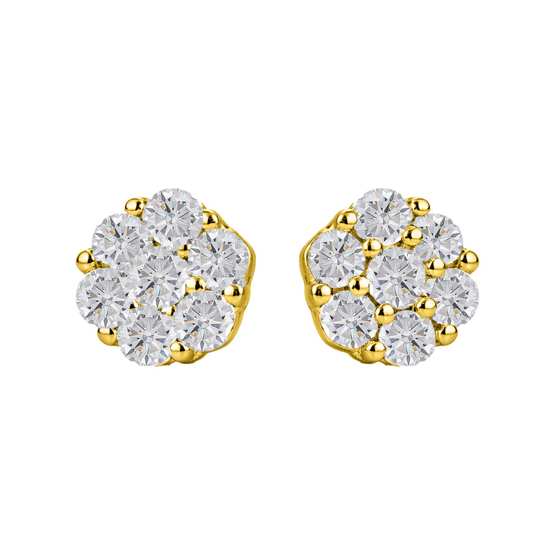 Gold Plated Sterling Silver Floral Cluster Stud Earring