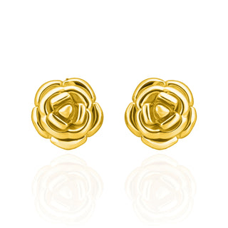 Gold Plated Sterling Silver Rose Flower Stud Earrings