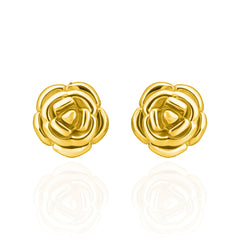 Gold Plated Sterling Silver Rose Flower Stud Earrings