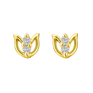 18Kt Gold Plated Silver CZ Lotus Stud Earrings | Elegant Everyday Jewellery