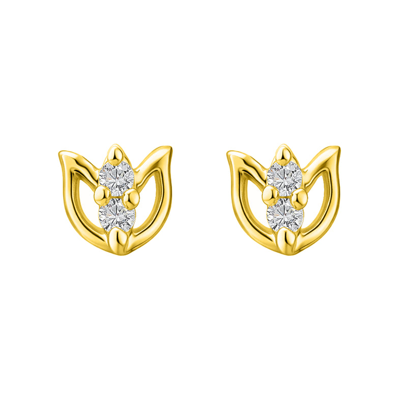 18Kt Gold Plated Silver CZ Lotus Stud Earrings | Elegant Everyday Jewellery