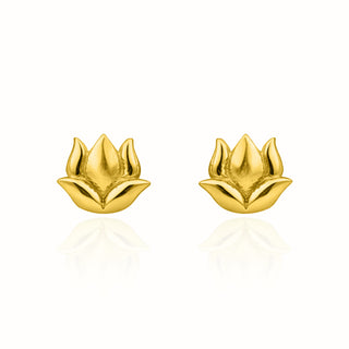 Gold Plated Sterling Silver Lotus Flower Stud Earrings