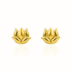 Gold Plated Sterling Silver Lotus Flower Stud Earrings