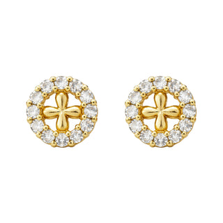 Gold Plated Sterling Silver CZ Halo Cross Stud Earrings