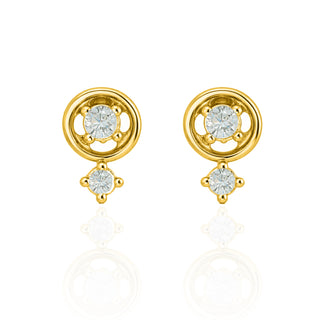 Gold Plated Sterling Silver CZ Circle Drop Stud Earrings