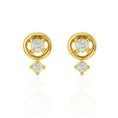 Gold Plated Sterling Silver CZ Circle Drop Stud Earrings