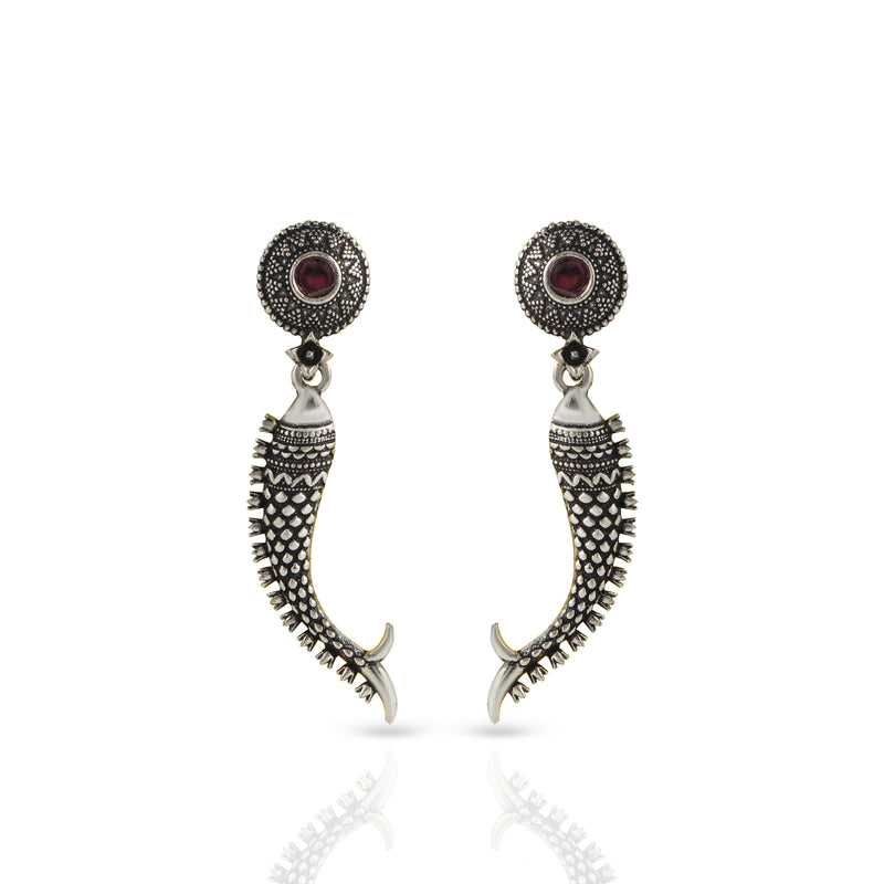 Pink Matsya Alloy Danglers