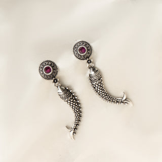 Pink Matsya Alloy Danglers