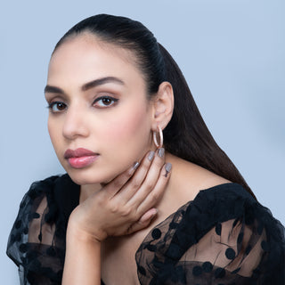 Rosegold Crystal Shadow Brass Hoop Earrings